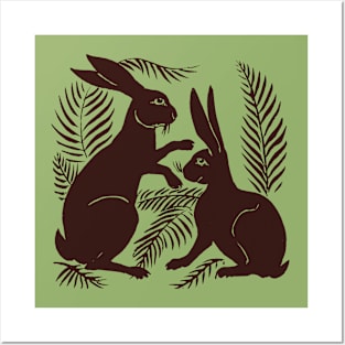 William de Morgan Hares or Rabbits Green and Brown Posters and Art